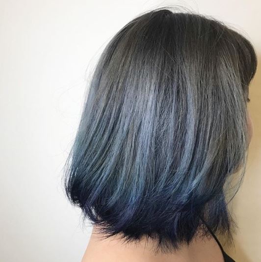 Ash Grey x Metallic Blue hair color | Best Hair Beauty Salon Art-Noise Blog